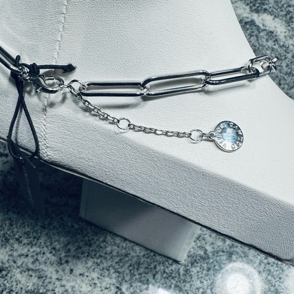 💚💚💚💚 PAPER-CLIP Pavé Crystal Chain Necklace 18” or less! NWT - Picture 7 of 8